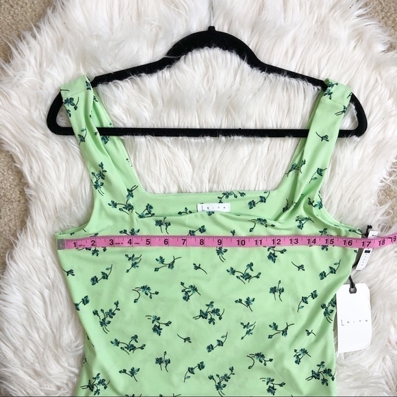 New Leith Women's Cropped Top Size L Sleeveless Square Neck Floral Print Green - Picture 8 of 9
